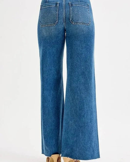 RISEN High - Waisted Wide Leg Jeans - Trendsi