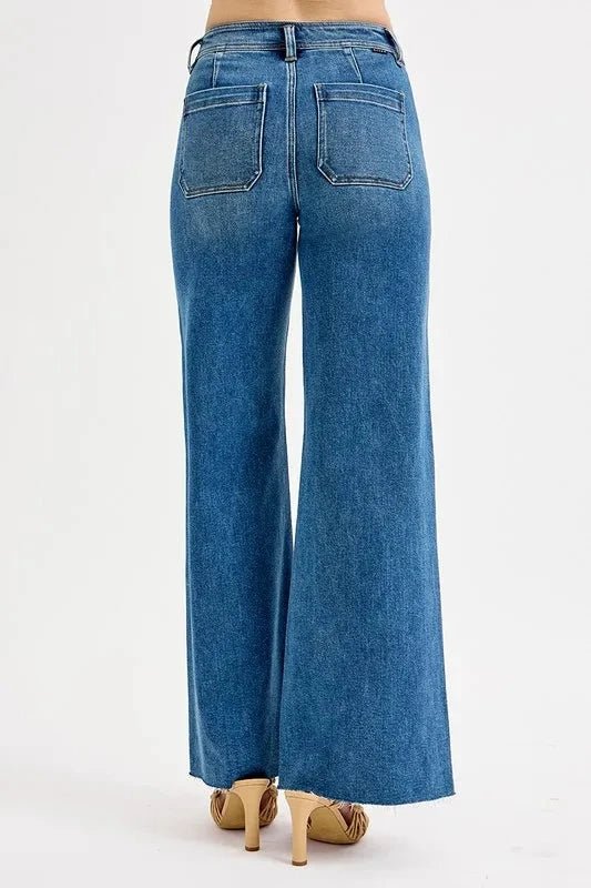 RISEN High - Waisted Wide Leg Jeans - Trendsi