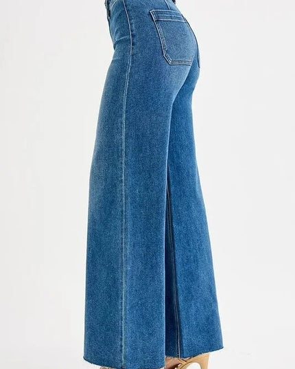 RISEN High - Waisted Wide Leg Jeans - Trendsi