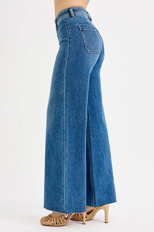 RISEN High - Waisted Wide Leg Jeans - Trendsi