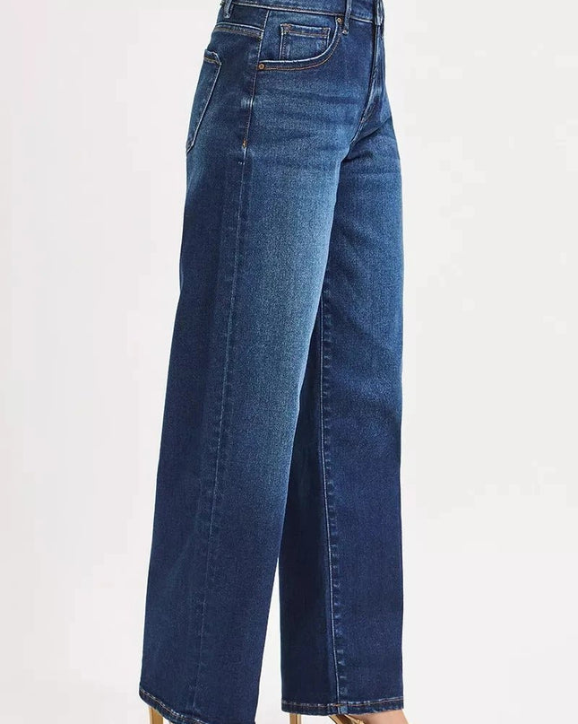RISEN Mid Rise Wide Baggy Jeans - Trendsi