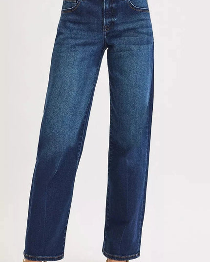 RISEN Mid Rise Wide Baggy Jeans - Trendsi