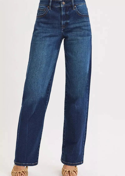 RISEN Mid Rise Wide Baggy Jeans - Trendsi
