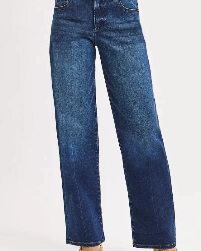 RISEN Mid Rise Wide Baggy Jeans - Trendsi