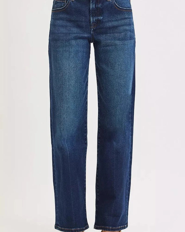 RISEN Mid Rise Wide Baggy Jeans - Trendsi