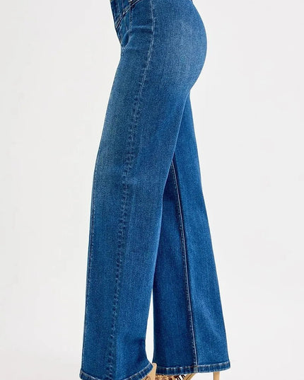 RISEN Seam Detail Wide Leg Jeans - Trendsi