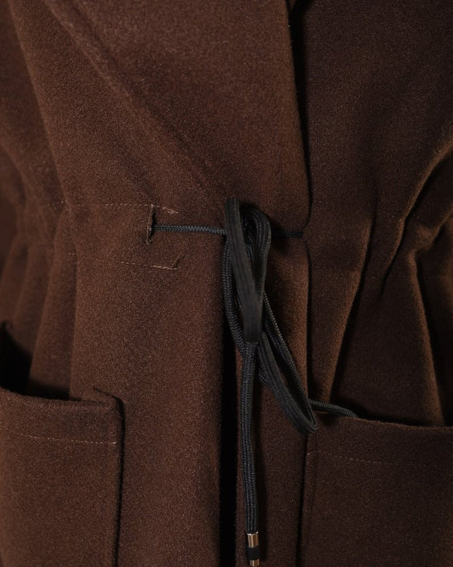 Roll Tab Sleeve Drawstring Waist Open Front Trench Coat Jacket - n/a - Moda