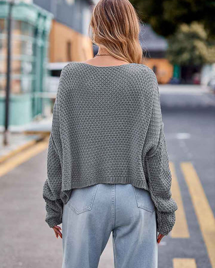Round Neck Cable - Knit Sweater - Trendsi