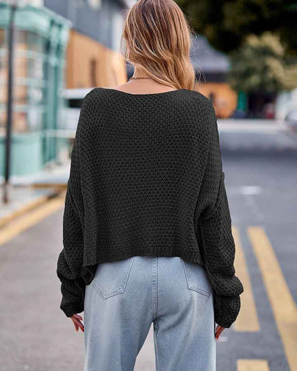 Round Neck Cable - Knit Sweater - Trendsi