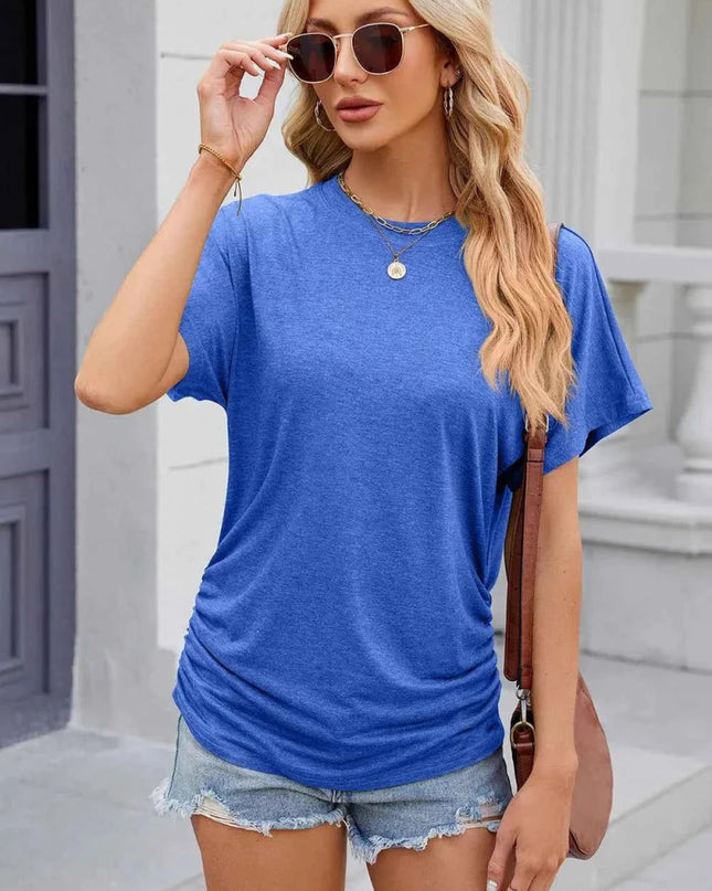 Round Neck Flutter Sleeve T-Shirt - Trendsi