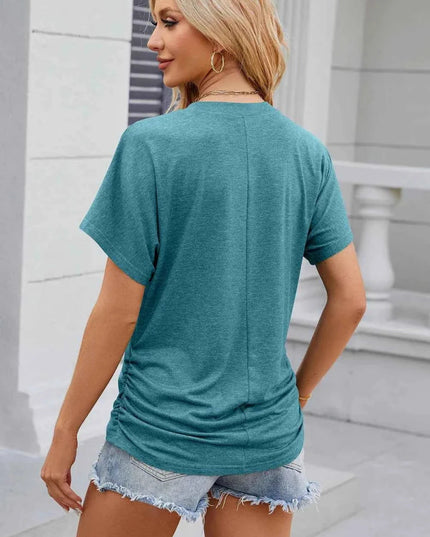 Round Neck Flutter Sleeve T-Shirt - Trendsi