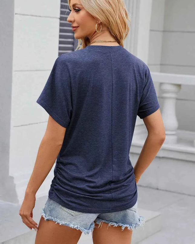 Round Neck Flutter Sleeve T-Shirt - Trendsi