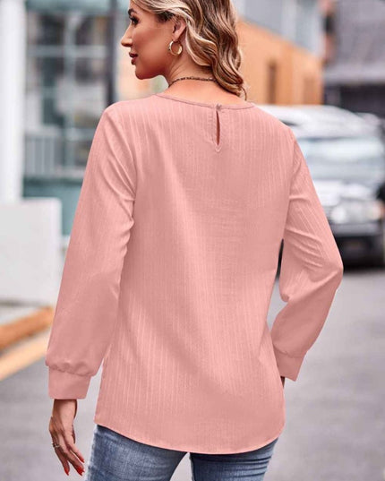 Round Neck Long Sleeve Tee - Trendsi