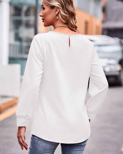 Round Neck Long Sleeve Tee - Trendsi