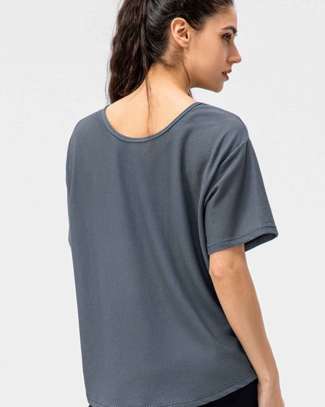 Round Neck Short Sleeve Active Tee - Trendsi