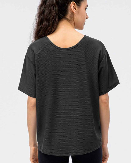 Round Neck Short Sleeve Active Tee - Trendsi