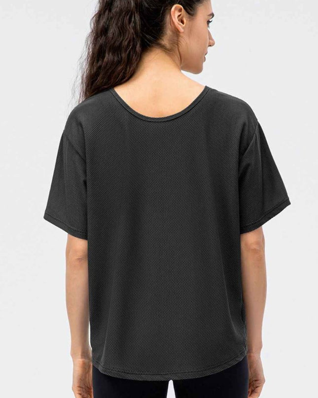 Round Neck Short Sleeve Active Tee - Trendsi