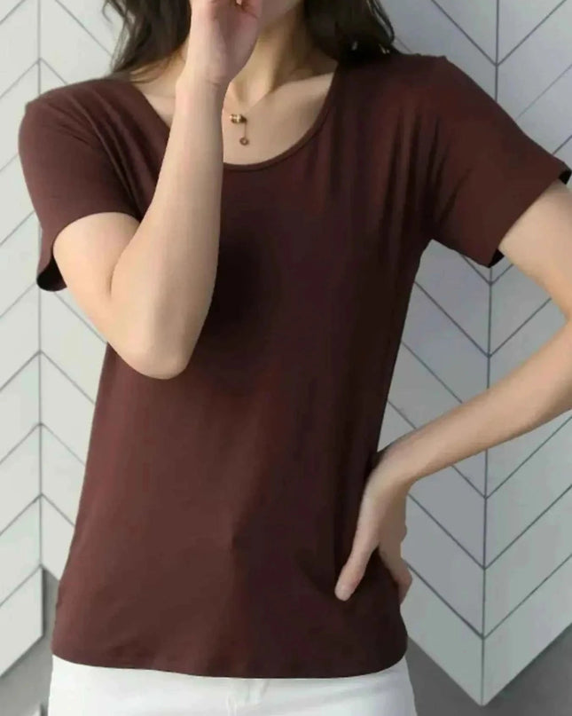 Round Neck Short Sleeve T-Shirt - Trendsi