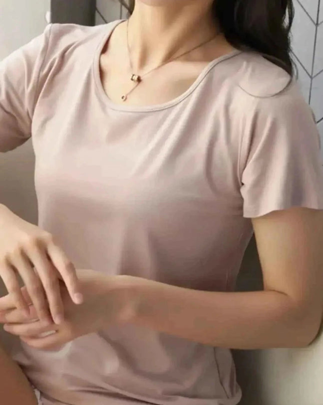 Round Neck Short Sleeve T-Shirt - Trendsi