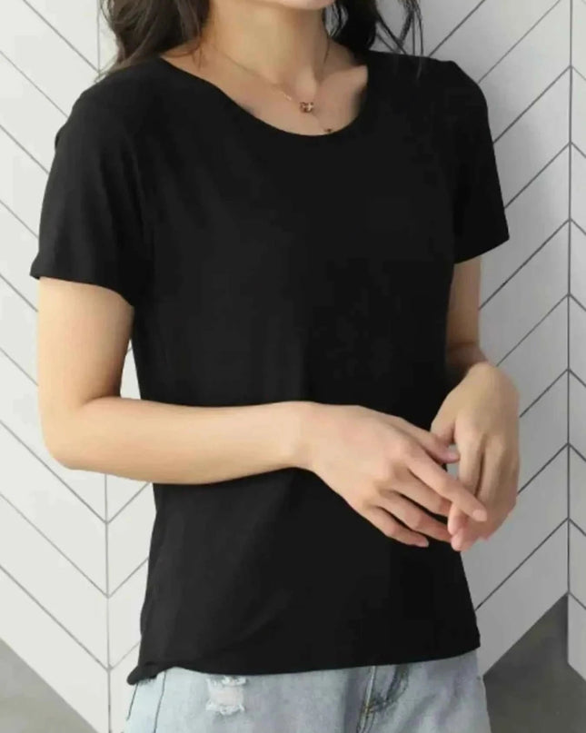 Round Neck Short Sleeve T-Shirt - Trendsi