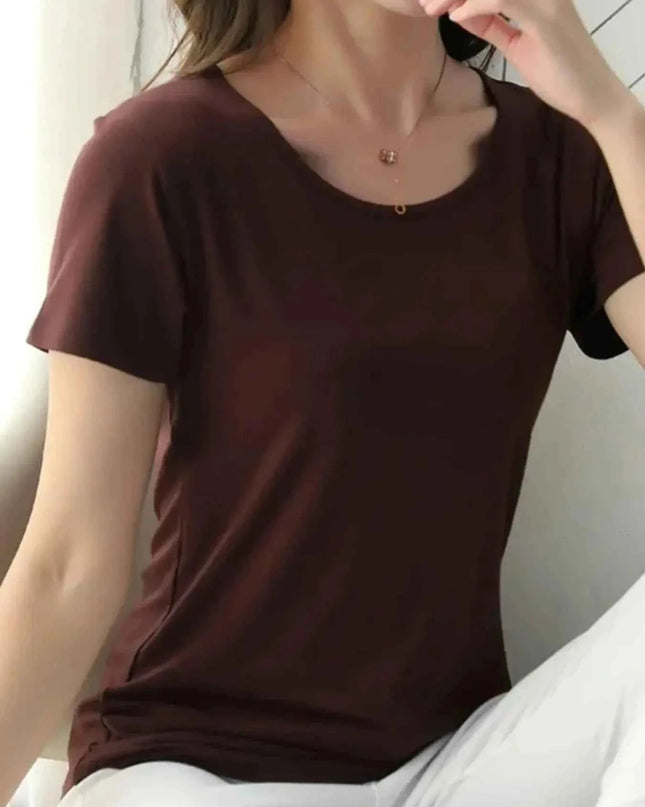 Round Neck Short Sleeve T-Shirt - Trendsi