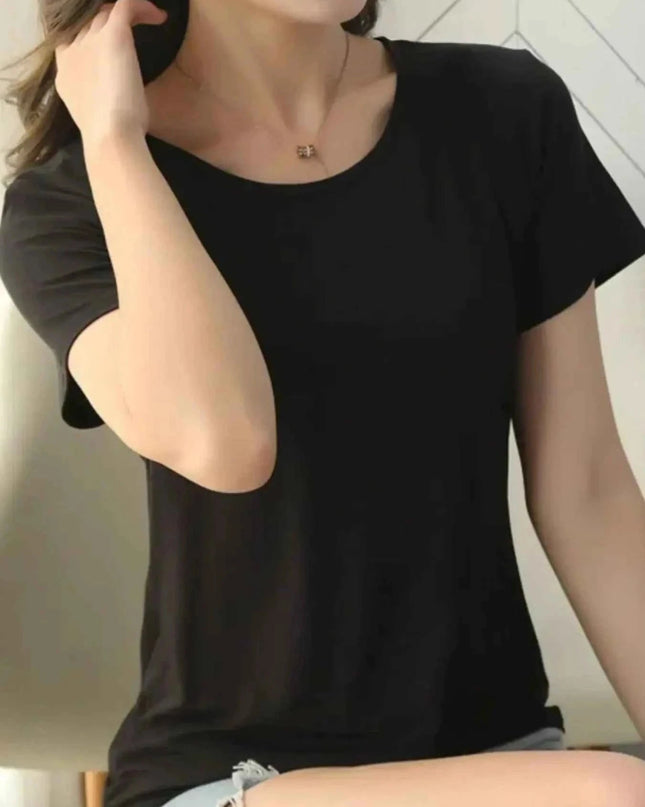 Round Neck Short Sleeve T-Shirt - Trendsi