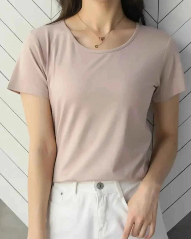 Round Neck Short Sleeve T-Shirt - Trendsi