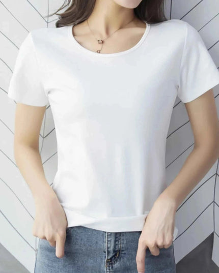 Round Neck Short Sleeve T-Shirt - Trendsi