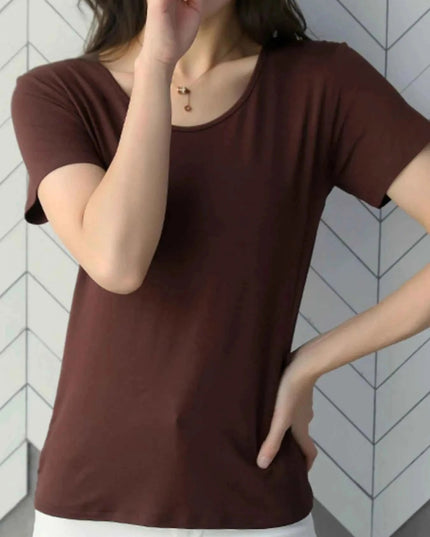 Round Neck Short Sleeve T-Shirt - Trendsi