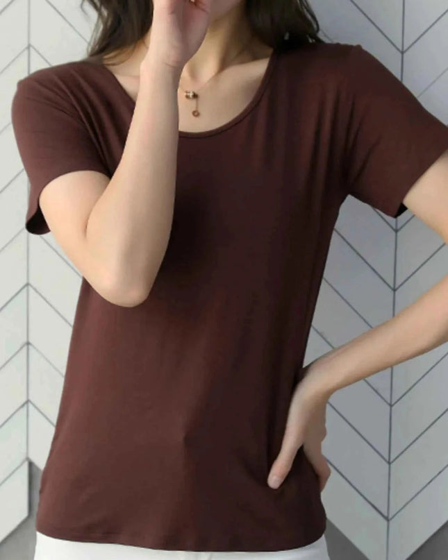 Round Neck Short Sleeve T-Shirt - Trendsi