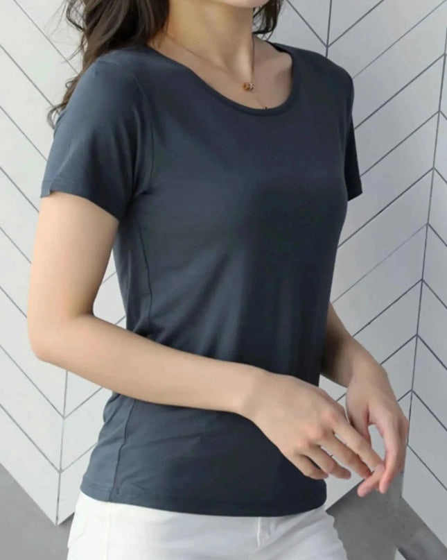Round Neck Short Sleeve T-Shirt - Trendsi