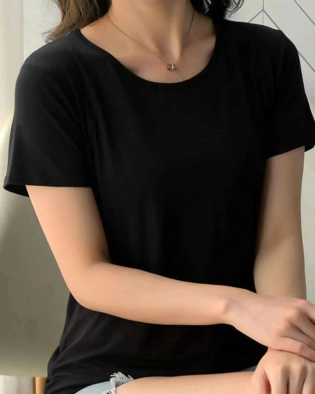 Round Neck Short Sleeve T-Shirt - Trendsi