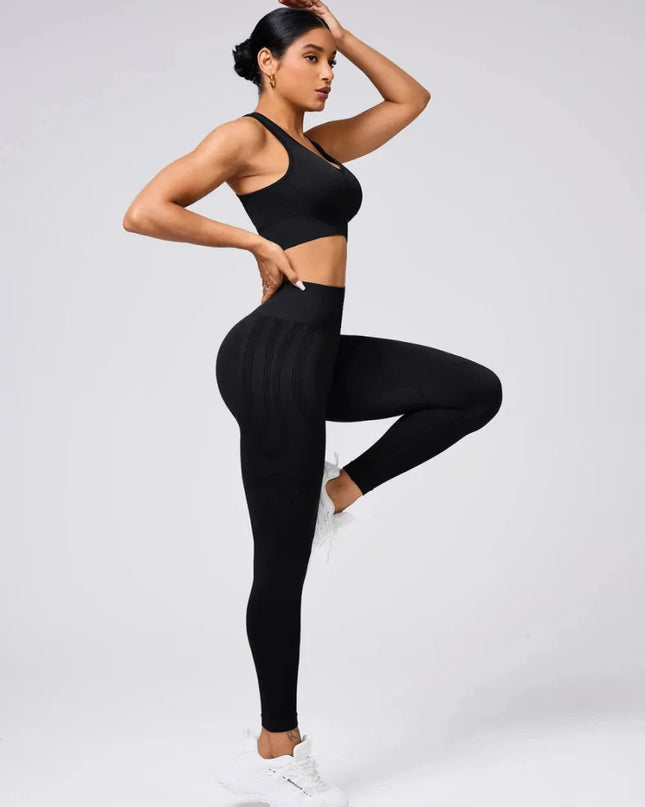 Round Neck Wide Strap Tank and Leggings Active Set - Trendsi
