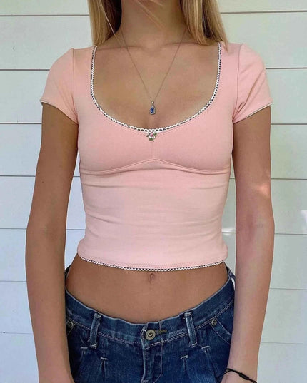 Scoop Neck Short Sleeve T-Shirt - Trendsi