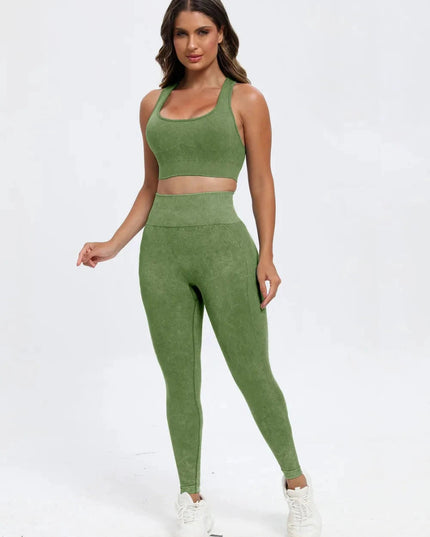 Scoop Neck Wide Strap Top and Pants Active Set - Trendsi