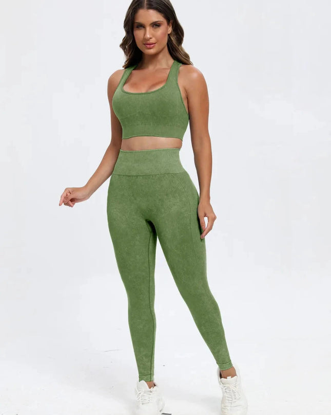 Scoop Neck Wide Strap Top and Pants Active Set - Trendsi