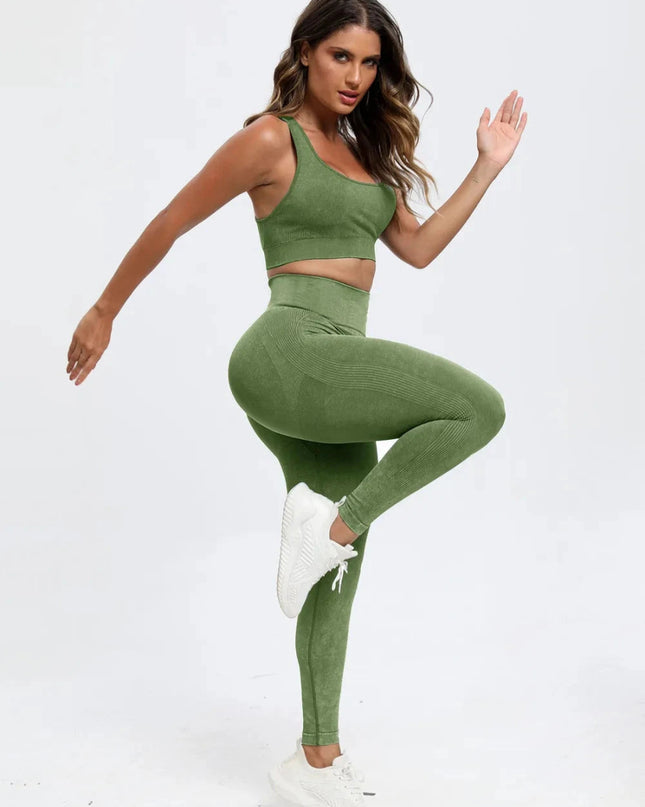 Scoop Neck Wide Strap Top and Pants Active Set - Trendsi