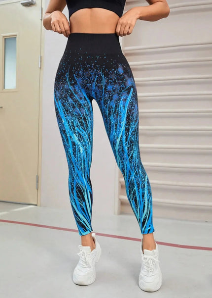 Seamless Printed High Waist Active Leggings - Trendsi