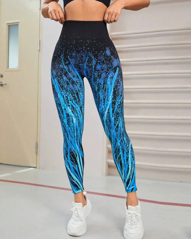 Seamless Printed High Waist Active Leggings - Trendsi