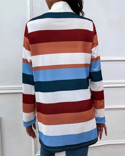 Shiny Color Block Open Front Cardigan - Trendsi