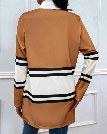 Shiny Color Block Open Front Cardigan - Trendsi