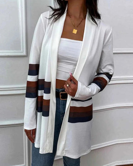 Shiny Color Block Open Front Cardigan - Trendsi