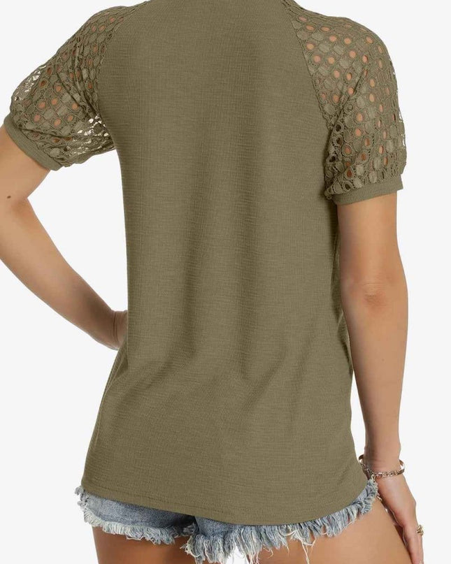 Short Sleeve V - Neck Tee - Trendsi