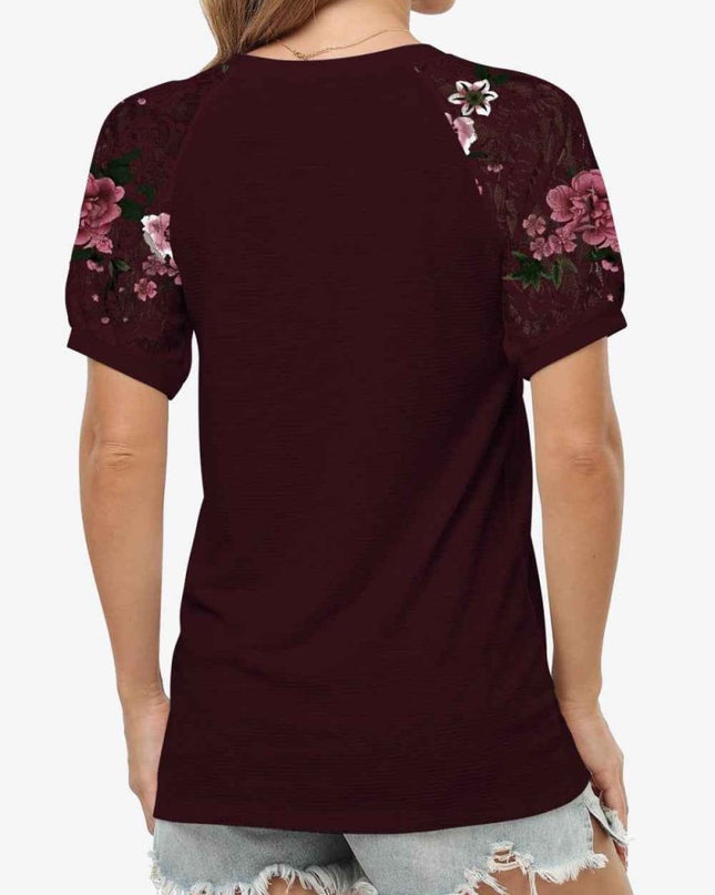 Short Sleeve V - Neck Tee - Trendsi