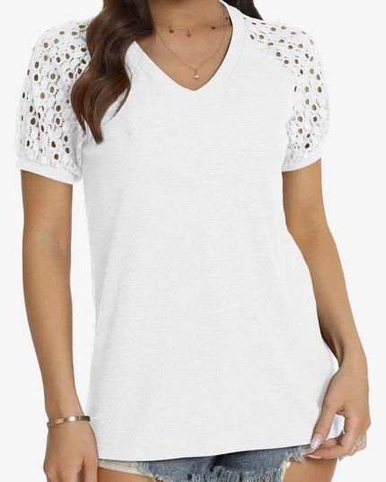 Short Sleeve V - Neck Tee - Trendsi