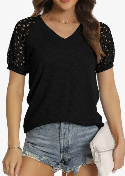 Short Sleeve V - Neck Tee - Trendsi