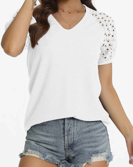 Short Sleeve V - Neck Tee - Trendsi