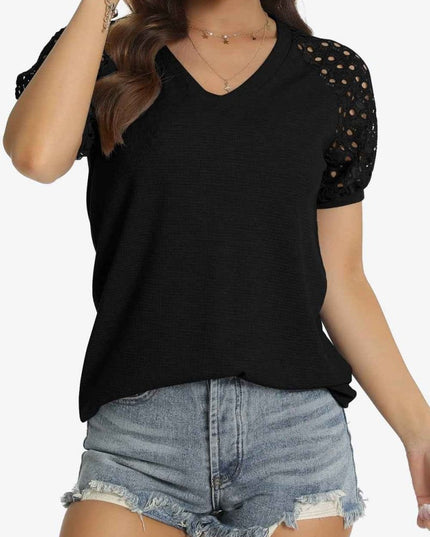 Short Sleeve V - Neck Tee - Trendsi