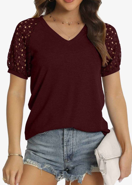 Short Sleeve V - Neck Tee - Trendsi