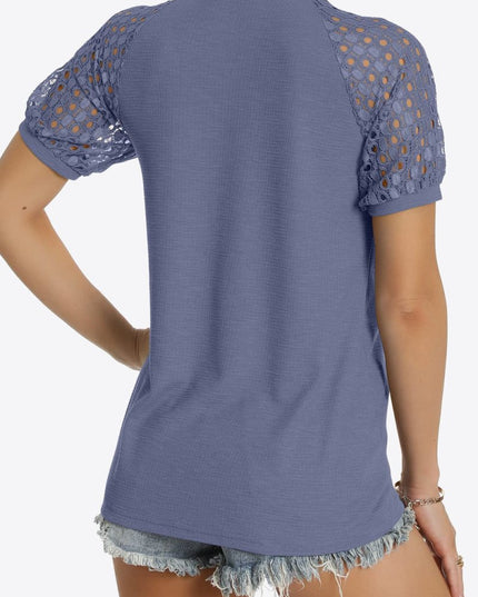 Short Sleeve V - Neck Tee - Trendsi